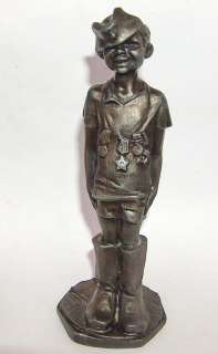 ANTIQUE RUSSIAN YOUTH BOY SCOUT PEWTER STATUE FIGURINE  