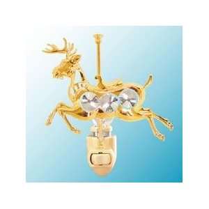   24k Gold Carousel Reindeer Night Light   Clear Swarovski Crystal Baby
