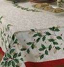 CHRISTMAS TABLECLOTH 60 x 104 Lenox Golden Holly Ivy
