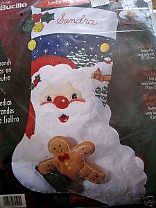 Bucilla STOCKING FELT Applique Kit,SANTA TREAT,Christmas,Gingerbread 