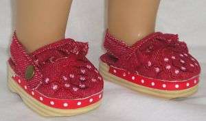 RED CLOGS SHOES DOLL CLOTHES FIT 18 AMERICAN GIRL DOLL  