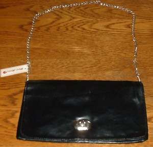 Handbag Clutch Purse With Chain Black Leather  