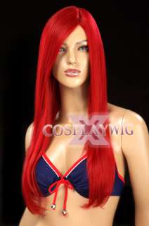 New Candy Red Long Wavy Cosplay Wig X036  