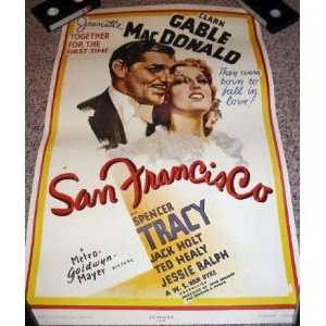 1971 Full Size, San Francisco Movie Poster, Clark Gable, Spencer Tracy 