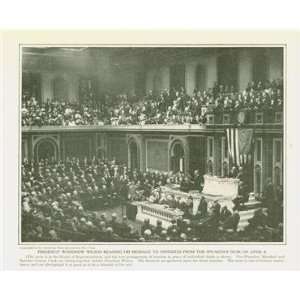   1912 Print Woodrow Wilson Delivering Message Congress 