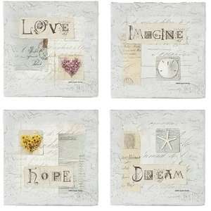  Set of Four Love Letters   Drink Coasters   Style XAEWA2 