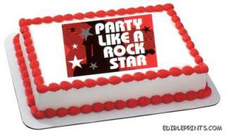 Party Like a Rock Star Edible Image Icing Cake Topper  