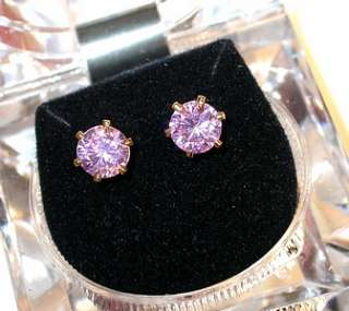 7mm Round PINK ICE CZ Cubic Zirconia STUD EARRINGS  