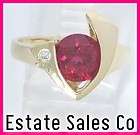 14k Yellow Gold Round Diamond Red Spinel Coctail Ring 2.30ct