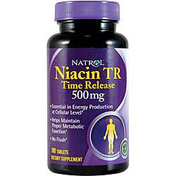 Natrol Niacin TR 500mg Tablets (Pack of 3 100 count Bottles 