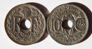 France 1918 1939 10 Centimes 2 Different Dates (KM866a)  
