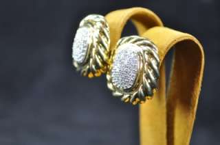 David Yurman Estate 18k Gold Earrings With Diamonds  1.00 Carat Weight 