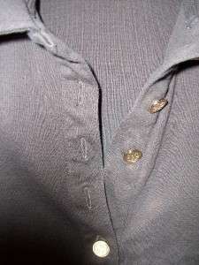   POLO SHIRT Short Sleeve Button Down Gold Logo Chocolate Brown M  