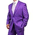 Ferrecci Mens Shiny Red Two button Two piece Slim Fit Suit 