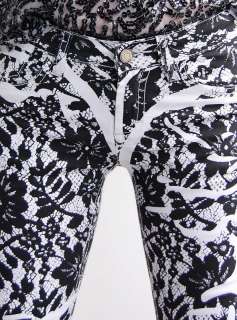   Designer ~ Italy Brand Lace floral Print Pencil Pants Skinny Jeans