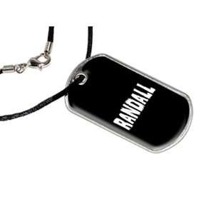  Randall   Name Military Dog Tag Black Satin Cord Necklace 