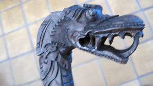 Hand Carved Dark African Sese Wood Dragon Cane for Chinese Year of 