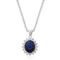 The Royal Wedding Oval Simulated Sapphire Pendant  