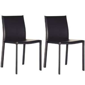  Wholesale Interiors Set of Two Full Leather Dining Chairs 