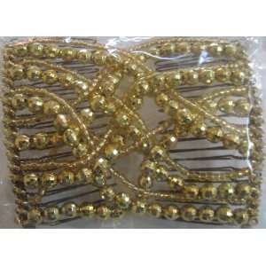  HAIR BLING SPARKLY GOLD HUGGER DOUBLED BEADED COMB 10008 Jewelry