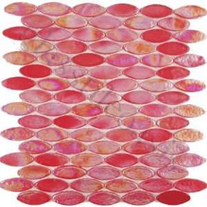   Red Ovals Glossy & Iridescent Glass Tile   13576