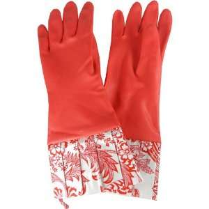   Red and Red Lace Domestic Diva Style Fun Rubber Gloves