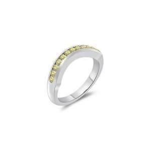  0.26 Cts Canary Diamond Wrap Wedding Band in 14K White 