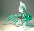 Blown Glass Sea Animal Figurine Exotic Aqua and White with Colorful 