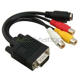 PC Computer VGA to TV S Video RCA AV 3 Adapter Cable  