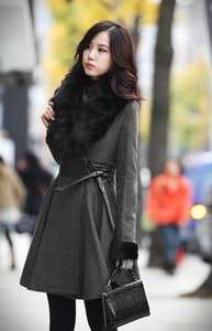 2011 New fashion Gray Women coat Fox fur Collars Winter Warm outwear 
