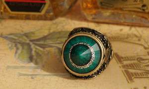 New Green Eye Antique Bronze Europe Retro Ring Size 6 r ma481  