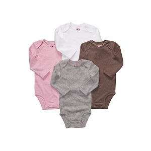    Carters Girls Long Sleeve Bodysuits 5 Pack Set (3 months): Baby