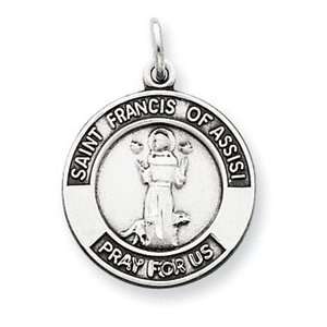  Sterling Silver Oxidized Saint Francis of Assisi Pendant 