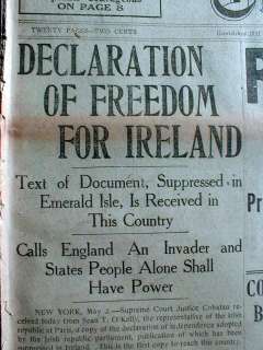   newspapers IRISH WAR of INDEPENDENCE Ireland DECLARATION of FREEDOM