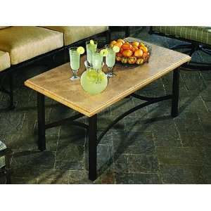   Wrought Iron 24 x 48 Rectangular Stone Patio Coffee Table: Patio, Lawn