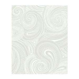   Silhouettes Swirling Paisley Wallpaper, Gray/White