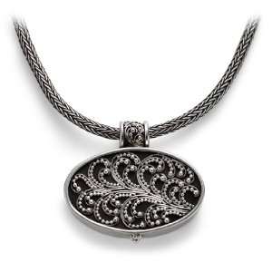  Sterling Silver Oval Granulated Locket w/ India Chain, 16 by Lois 