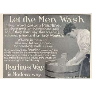 1903 Ad Pearline Laundry Soap Washtub Man Wash Clothes   Original 