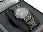 Movado 84 G1 3896.A All Black Face Modern Wristwatch Stainless Steel 