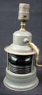 Brass Nautical Ships Lamp Lantern Electric Two Bulb Green Lens 