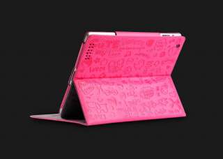   Cute Smart Leather Case Cover with Stand for ipad 2 Graffiti fairy