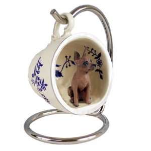  Miniature Pinscher Blue Tea Cup Dog Ornament   Red