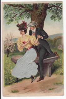 Man & Woman in Silk Dress 1900s Near Mint Postcard  