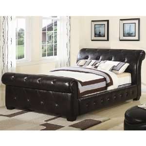   Brown Upholstered Sleigh Bed (Queen) 300241Q: Furniture & Decor