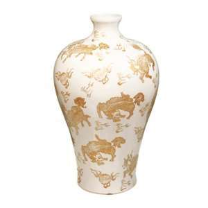  White & Gold Kylin Plum Vase