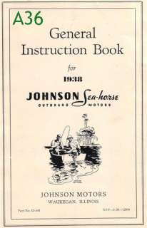   Antique Johnson outboard owners manual TD TN PO Models J A K P  