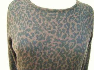   Acrylic Wool Blend Knit Sheath Dress Black on Brown Leopard Prt. M