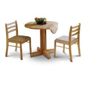 Drop Leaf Natural Table and 2 Two Wood Dining Chairs: Home 