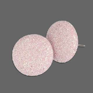 Pink Retro 80s Sparkly Disco Fabric Button Earrings  