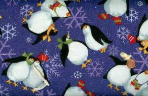 ROLY POLY PENGUINS FLANNEL QUILT FABRIC   CLOTHWORKS  